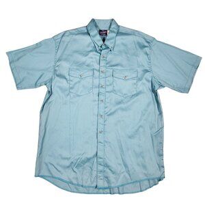 Wrangler Mens XXXLT Tall Teal Western Button-up Shirt Short Sleeve